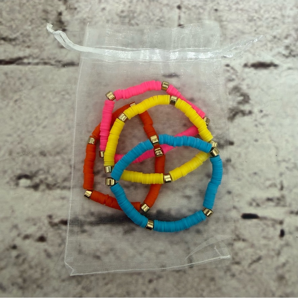 Set of Four Beaded Stretch Elastic Bracelets